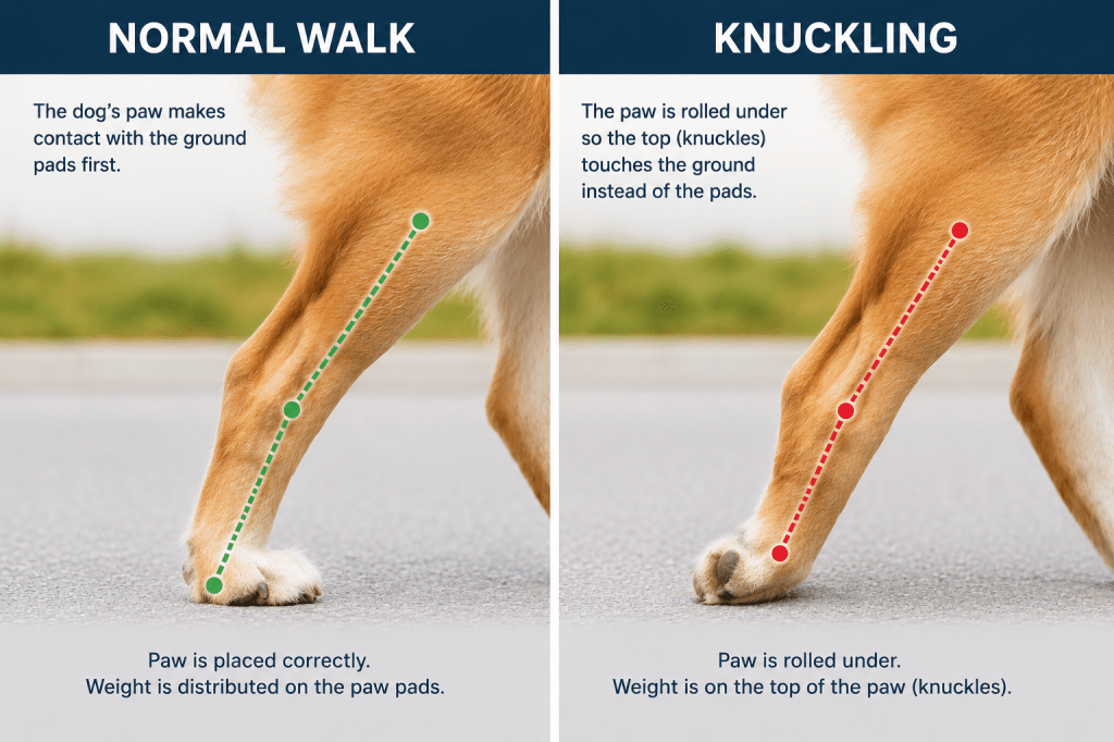 What is knuckling in dogs? A side-by-side comparison